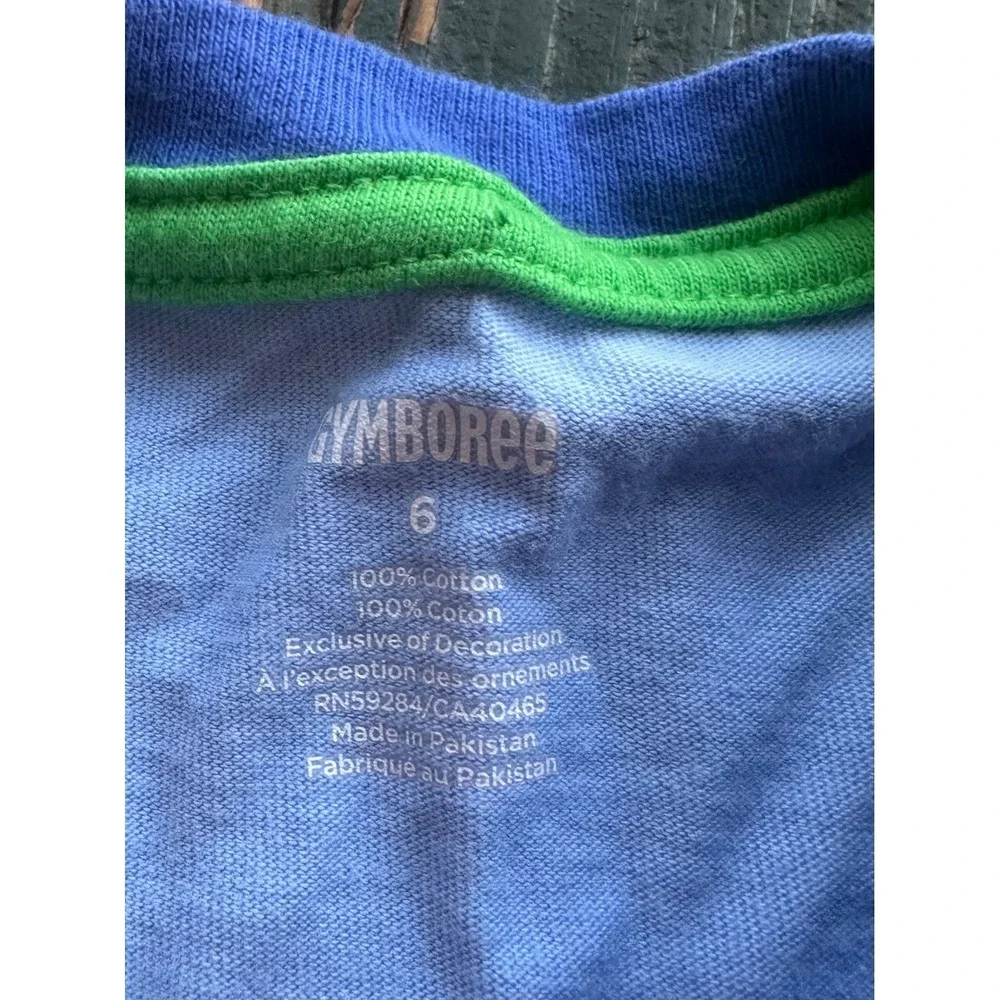 Gymboree Boys Blue Dinosaur Its My Birthday T-Shirt Size 6 T-Rex 3D Spikes